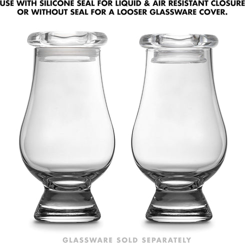 CairnCovers Glass Whiskey Glassware Lids - Glass Cap for Whisky Tasting Glasses by Cairn Craft (6 CairnCover Lids with Numeral Engraving)...