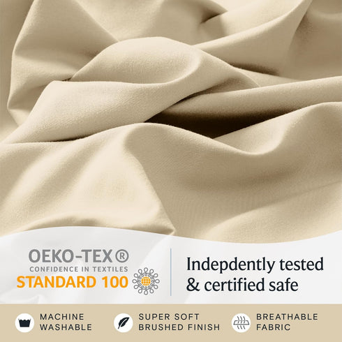 LuxClub 4 PC Full Size Sheet Set Deep Pockets 16" Wrinkle Free Cooling Sheets Machine Washable Hotel Bedding Silky Soft - Cream Full...
