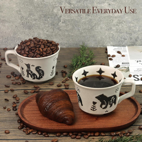 Ceramic Coffee Mug, 12oz Novelty Unique Teacup with Large Handle, Stoneware Cup for Tea Mocha Latte Cappuccino Espresso, Gift for Women and Men (1...