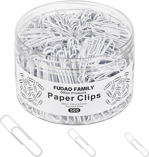 500pcs Paper Clips Assorted Sizes, Small, Medium and Large?1.1inch, 1.3inch and 2inch) Paper Clips, Vinyl Coated Paperclips for Office, School, Ho...