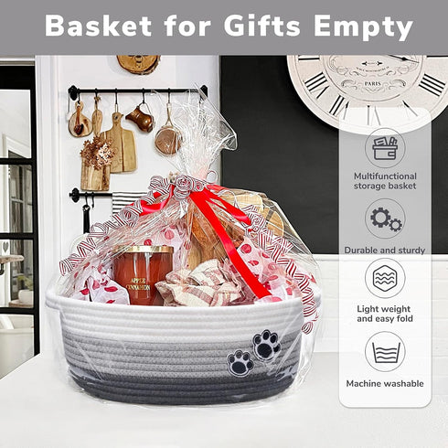 Small Dog Toy Basket, Cute Woven Basket for Shelves, Decorative Rope Storage Basket for Nursery, Baby Gift Basket for Diapers, 12 x 8 x 5 inches...