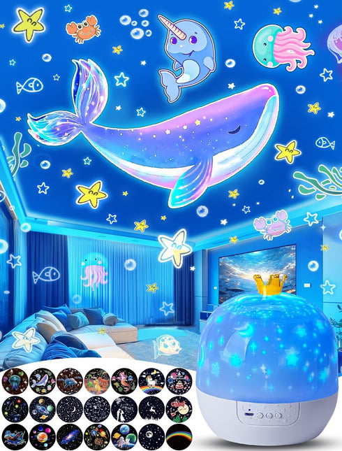 21 Sets of Films + Projector Night Light for Kids, Baby Star Projector for Bedroom, Ceiling, Kids Night Light with 360° Rotation Dimmable for Baby...