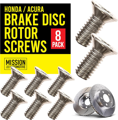 Mission Automotive 8-Pack of Rotor Screws for Brake Discs - Universal Fit for Honda, Acura, Hyundai and Kia Models - Stainless Steel Retaining Scr...
