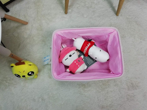 LANGYASHAN Rectangular Storage Bin Collapse Canvas Fabric Cartoon Storage Basket with Handles for Organizing Home Kitchen Boys and Girls Toys Offi...