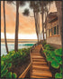 Posterizer 1 pcs-serene coastal scene with tall palm trees and stairway 4-Landscape & Nature Art-Coastal & Nautical Art-Decor for Home & Office- u...