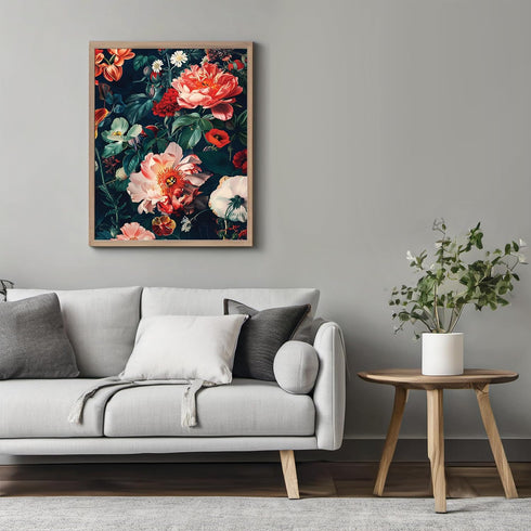 Posterizer 1 pcs-nature scene-lush red and coral flowers-Floral & Botanical Art-Abstract & Modern Art-Decor for Home & Office- UNFRAMED Wall Art...