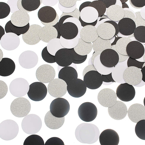 Glitter Confetti Circle Dots for Table Wedding Birthday Party Decoration, 1.2 inch in Diameter (silver glitter,black,white,200pc)...