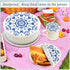 Reusable Stretchy Bowl Covers 5 Pieces, Circle Floral Blue Food Storage Container Elastic Covers, Dough Covers Reusable Fabric Covers for Bread Pr...