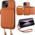 Bocasal RFID Blocking Wallet Case for iPhone 14 iPhone 13, Adjustable Crossbody Zipper Purse Case Card Holder with Kickstand Detachable Wrist Stra...