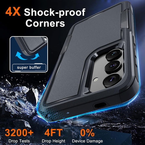 for Samsung Galaxy S24 Plus Case, Full Body Heavy Duty Rugged Shockproof Protective Phone Cover with Lanyard Strap, Tempered Glass Screen Protecto...