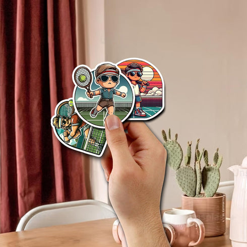 Pack 50 PCS Tennis Stickers Print Waterproof Vinyl Decals Items for Boys Men Adults Teens Sports Players Decorations Car Phone Case Water Bottles ...