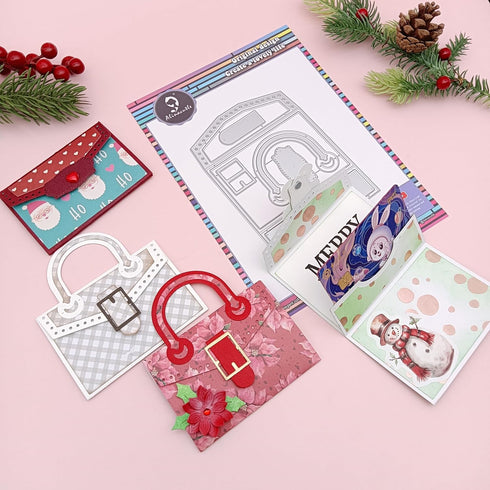 AlinaCraft 1set Card Bag Metal Cutting Die Cut for Handmade Gift Cards Holder Gift Wrap Money Packing Paper Craft Scrapbooking for DIY Holiday Gif...