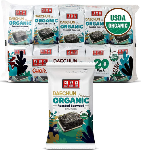 Organic DAECHUN(Choi's1) Seaweed Snacks, 20 Pack, Original, Product of Korea Premium Great...