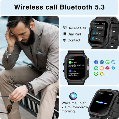 Bebinca Smart Watch for Men, 1.72" Fitness Tracker, IP68 Waterproof/Heart Rate/Sleep Tracker/Multiple Sport Modes, Fitness Watch Compatible Androi...