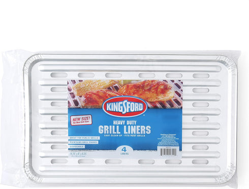 Kingsford® Heavy Duty Aluminum Grilling Foil Liners, 4ct | 14.75” x 9” Foil Grill Liners for Grilling, Cooking, And Steaming | Kingsford® Extra To...