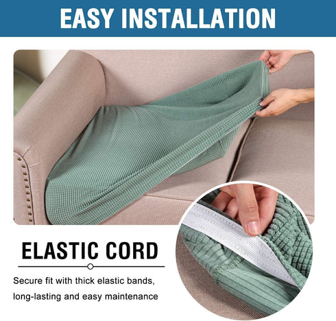 Super Stretch Individual Seat Cushion Covers Sofa Covers Couch Cushion Covers Slipcover Sets Thick Jacquard Textured Twill Fabric (2 Cushion Loves...
