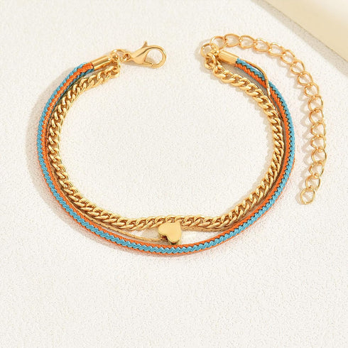 Layered Ankle Bracelets Heart Anklets for Women Waterproof Dainty Gold Anklet Braid Rope Foot Chain Link Summer Beach Sandal Foot Jewelry...
