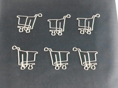 100 Count Shopping Cart Shaped Paper Clips Great for Paper Clip Collectors or Office Gift - Comes in Round Tin with Lid and Gift Box - Silver Meta...