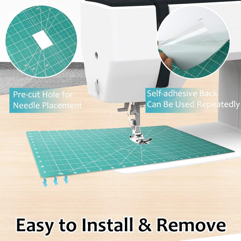 Free Motion Quilting Slider Mat with Tacky Back 12’’ x 20’’, Self-Sticky Quilting Accessory Slip Mat, Help Easy Sewing Mat with Grid Marked - 1 Pi...