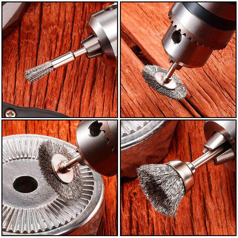 30Pcs Stainless Steel Wire Brushes Wheel Cup Pen Cleaning Brush Set Polishing Attachment Kit for Grinder Rotary Tools 1/8 inch Shank (Cup Pen Clea...