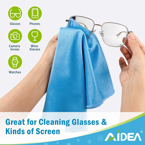 AIDEA Microfiber Glass Cleaning Cloths-8PK, Lint Free Streak Free Cleaning Towels, Quickly Clean Windows, Glass, Mirrors, Windshields, Stainless S...