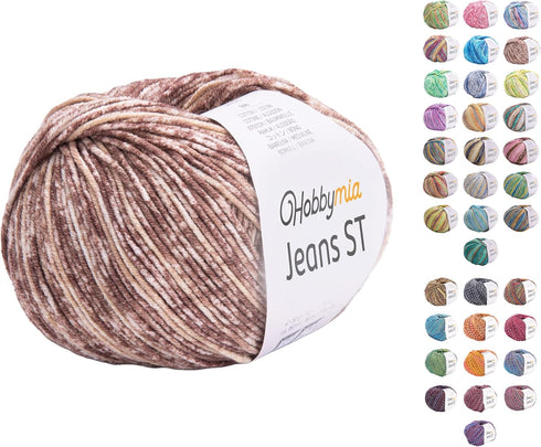 Jeans ST Multicolored/Rainbow Fancy Donut Yarn - 50gr, 160m/175yds - 55% Cotton & 45% Acrylic - Fine (2) - Verigated Yarn for Crochet & Knitting (...
