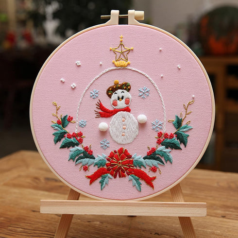 Feltsky 3 Pack Christmas Embroidery Kits for Beginners with Pattern, Cotton Threads, Needles, Instruction, 20cm Hoop - Gift for Mom, Grandma...