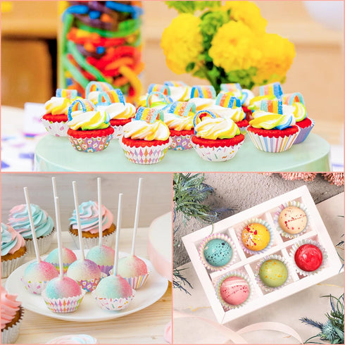 600pcs Rainbow Mini Cupcake Paper Liners, Colorful Baking Cups Muffin Paper Case Cupcakes Wrappers for Baby Shower, Cake Chocolate Candy Wrap Maki...