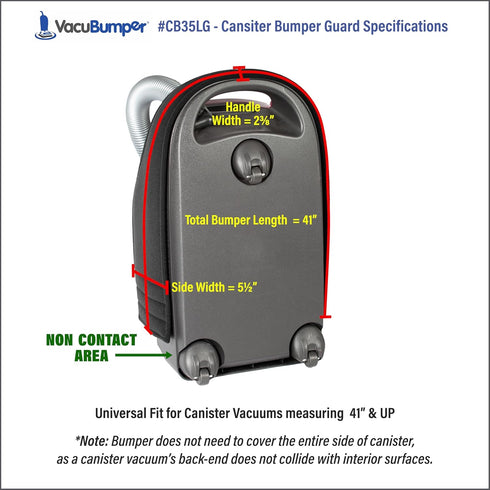 Bumper Guard for Canister Vacuums - Available in 2 Sizes - Important: Measure Canister - Size Large fits Length 41" & Up (Item #CB35LG)...
