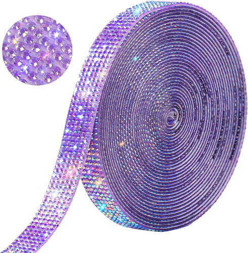 Self Adhesive Purple AB Rhinestone Ribbon Crystal Strips,Bling Christmas Resin Rhinestone Diamond Sticker for DIY Crafts,Wedding,Halloween Christm...