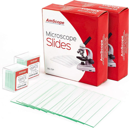 AmScope BS-72P-100S-22 72 Pieces of Pre-Cleaned Blank Microscope Slides (2 Count)...