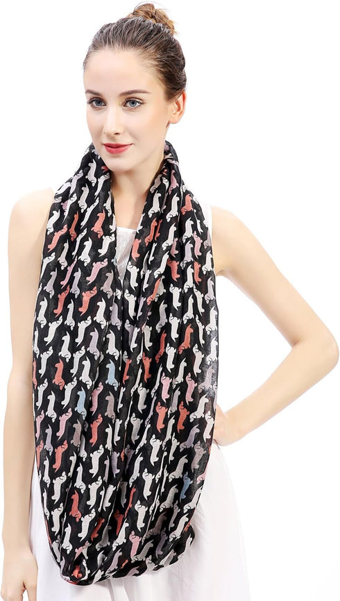 Lina & Lily Dachshund Doxie Dog Print Women's Infinity Scarf Lightweight...