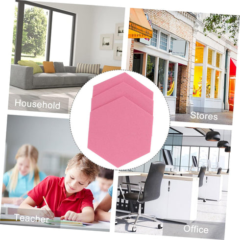 STOBOK 12 Pcs Felt Backdrop Wall Sticker Black Decor Cork Hexagon Felt Bulletin Board Tiles Self Adhesive Felt Board Pink Decor White Felt Hexagon...