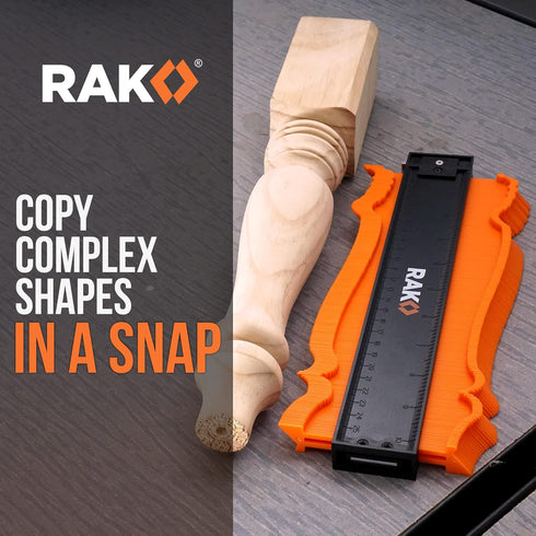 RAK Contour Gauge - 10 Inch Edge Profile Measuring Tool, Lock - Adjustable Irregular Shape Outline of Flooring, Laying Tile, Woodwork, Constructio...