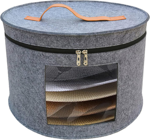 Hat Storage Box 17" D x 10.2" H Hat Travel Case Clothes Storage Bin for Women Stuffed Animal Toy Organizer Closet Organizer Bucket with Lid and Tr...