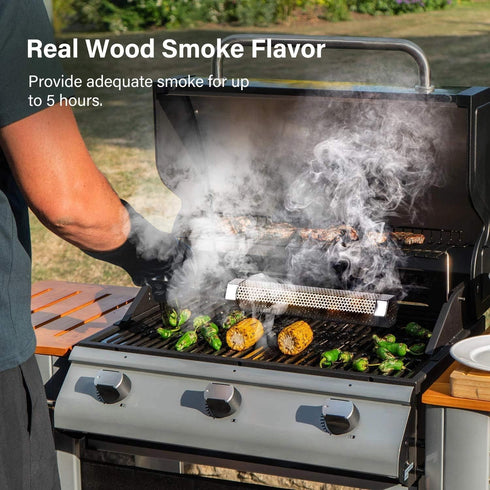 AYZA,Pellet Smoker Tube -12inchStainless Steel BBQ Wood Pellet for ColdHot Smoking,Works with All Grill or Smokers,Ideal Smoking Cheese,Fish,Beef,...