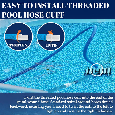 TonGass (2-Pack) 1-1/2" Pool Hose Cuff - Threaded Hose Cuff for Spiral Wound Swimming Pool Vacuum Hose - Connects the Vacuum Head to the Vacuum Sk...
