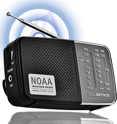 NOAA Weather Radio SilvaBRYSON, Emergency AM/FM Battery Operated Handheld Radio with Speaker and Best Reception for Hurricane, Home, Running. Conv...