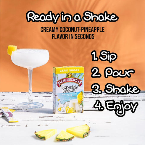 Margaritaville Singles To Go Water Drink Mix - Pina Colada Flavored, Non-Alcoholic Powder Sticks 6 CT, 0.70 Ounce (Pack of 4)...