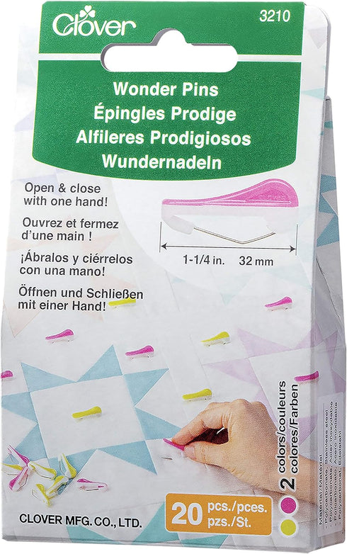 CLOVER Wonder Sewing Pins, Yellow and Pink...