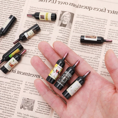 simarro Dollhouse Wine Bottles Champagne Bottles, 10Pcs Miniature Red Wine Bottles Mini Drink Bottles Model Window Display for Dollhouse Decoratio...
