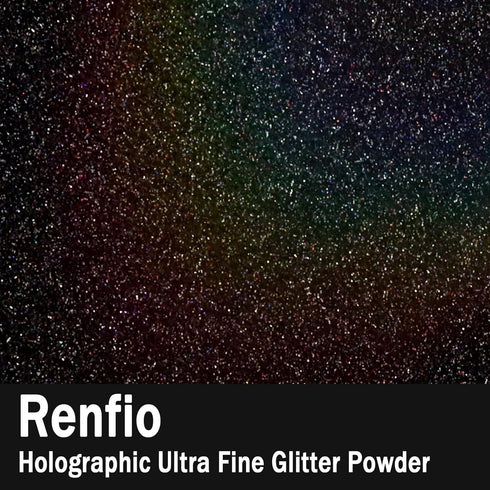 Renfio Holographic Ultra Fine Glitter Powder Metallic Resin Glitter 2.11 Oz (60g) PET Flakes Crafts Sequins 1/128" 0.008" 0.2mm Epoxy Chips Flakes...