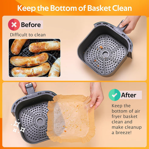 100 PCS Air Fryer Liners Disposable, Parchment Paper Liners for Air Fryer Basket, Air Fryer Sheets Round for Baking, Air Fryer Accessories...