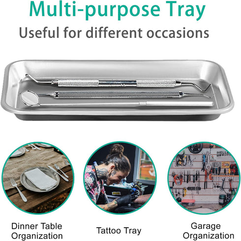 3pcs Metal Tray, Stainless Steel Tray for Tattoo Supplies, Resin, Bathroom, Lab Instrument...