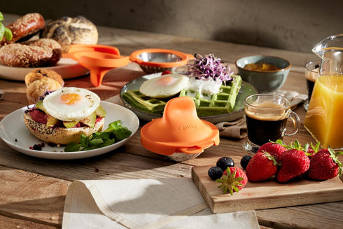 Lekue Poached Egg Maker/Poached Egg Cooker Set of 2, Orange...