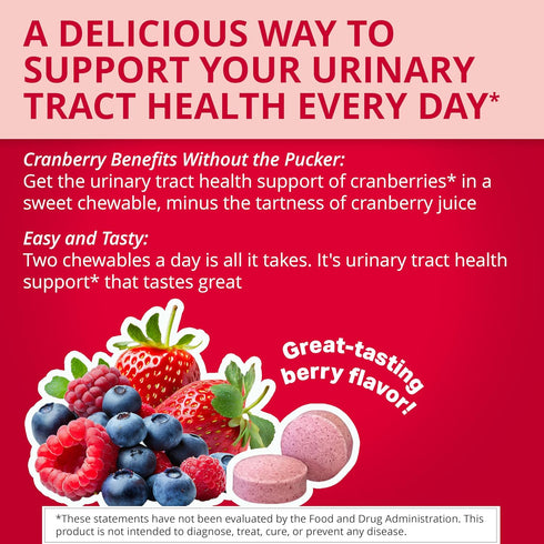 Uricalm Cranberry, Daily Dietary Supplement Chewable with D-Mannose, Berry, 60 Count...