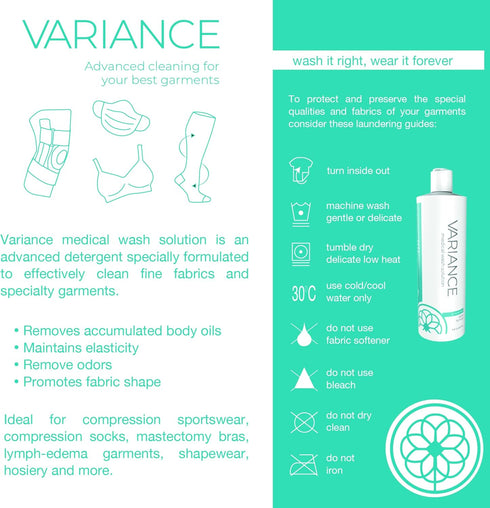Variance by Forever New – Medical Wash Solution, Fragrance Free, 16 Fl Oz – Advanced Liquid Laundry Detergent for Compression Sportswear and Socks...