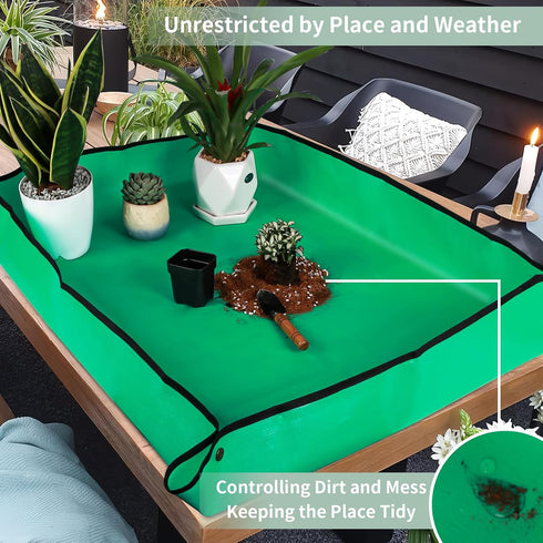 Herda 39.5" x 31.5" Plant Repotting Mat Waterproof Transplanting Mat and Potting Soil Mess Control,Square Succulent Gardening Mat Potting Soil Tid...