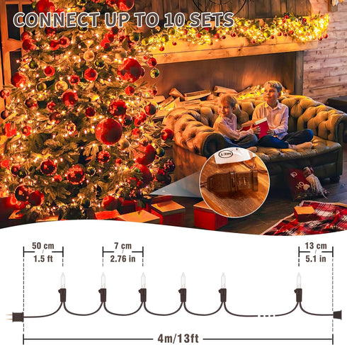 13FT 50 Clear Christmas Lights Outdoor, UL Approved Christmas Tree Lights with Brown Wire, Incandescent Mini Lights Plug in for Indoor Outdoor Tre...