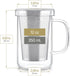 Teabloom Premium Borosilicate Glass Mug with Stainless Steel Loose Leaf Tea Infuser and Lid/Dish - 12 Ounces (350 mL)...